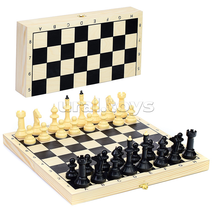 Шахматы гроссмейстерские пластмассовые с малой деревянной доской "Классика" (400*200*60)