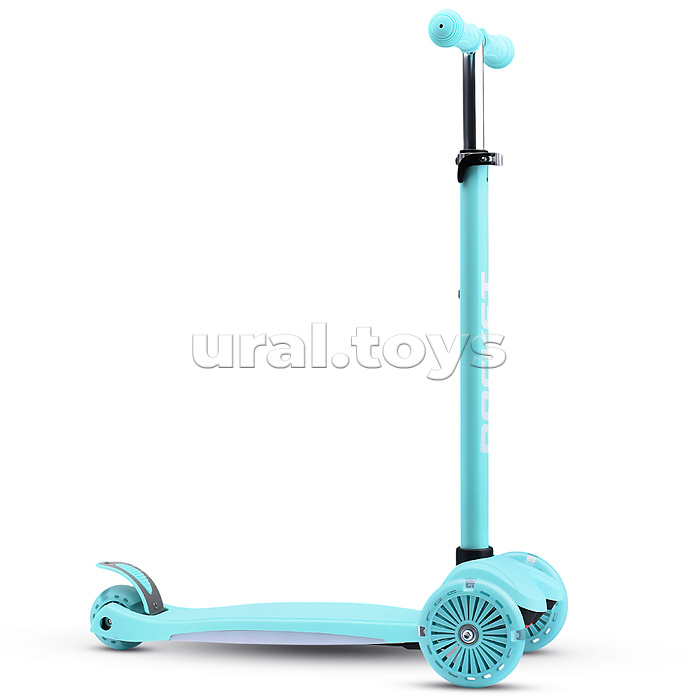 Самокат 3-х колесный ROCKET,колеса PU со светом, ABEC 7, бирюзовый