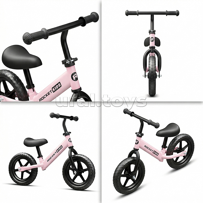 Беговел 12" Rocket R0044NEW-PK, колеса EVA, цвет розовый