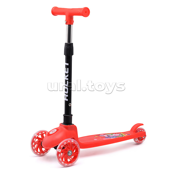 Самокат трёхколёсный ROCKET колёса PU, цвет красный