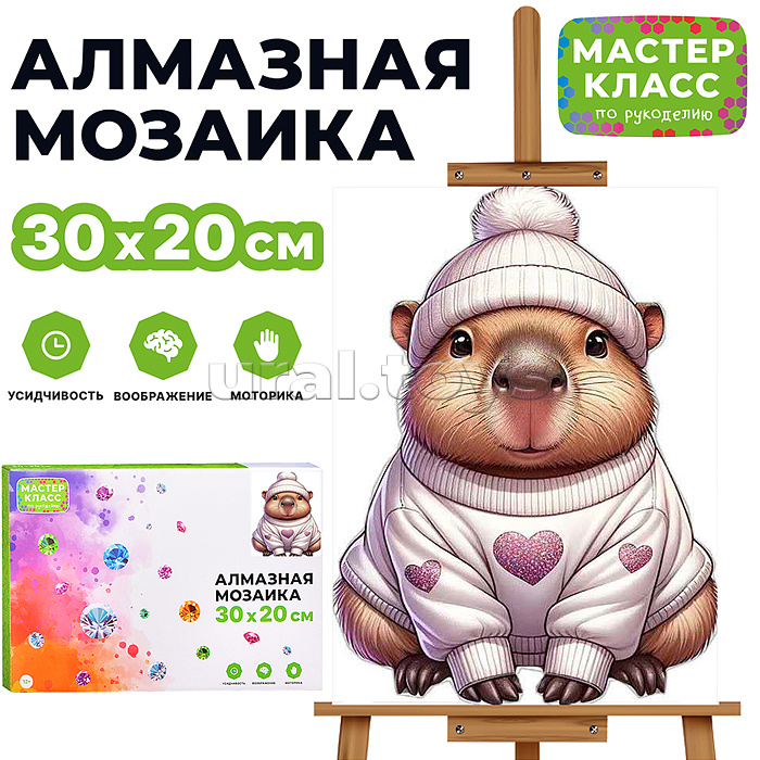 Мозаика алмазная "Капибара в свитере" 20*30см.