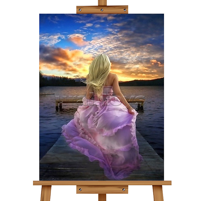 Мозаика алмазная "Девушка на мосту" 40*50см.