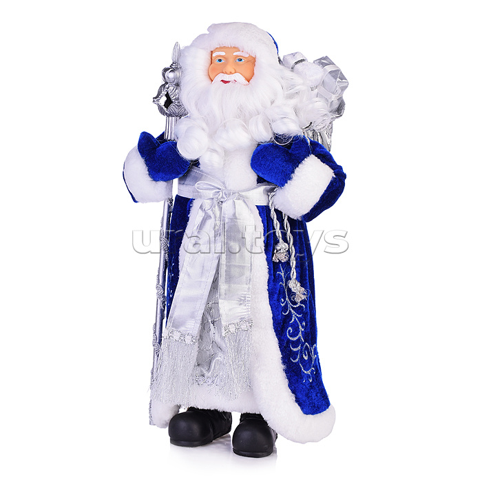 Новогодняя фигурка "Дед Мороз В синей шубке" (ПВХ, полиэстер) 20,5x12,5x41,5см
