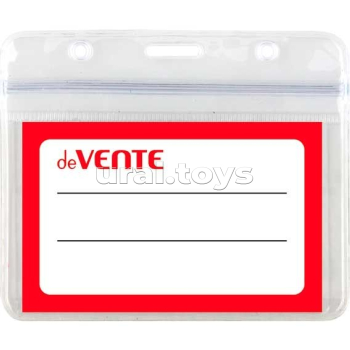 Бейдж 100x83 мм, горизонтальный, ПВХ 280 мкм, прозрачный, на молнии