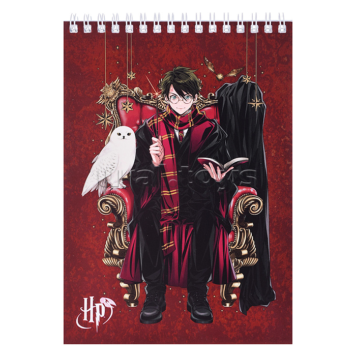 Блокнот А5 60л. "Гарри Поттер" в клетку блок-офсет, целлюлозный картон 200 гр/м2, в клетку, размер 141*201 мм