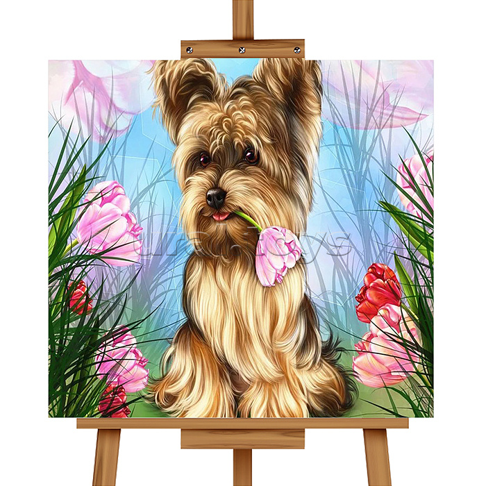 Мозаика алмазная "Пёсик" (с гирляндой) 20*20см.