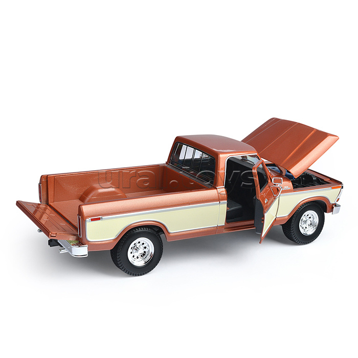 Машинка die-cast 1979 Ford F150 Pick-up, 1:18,  коричневая, открывающиеся двери