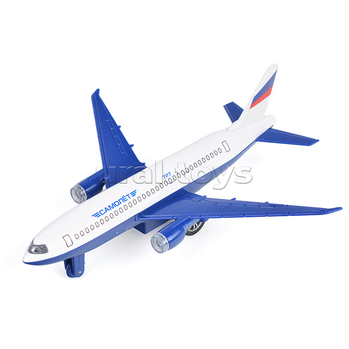 Модель металл Самолет, 18,5 см, (свет-звук) инерц., в коробке