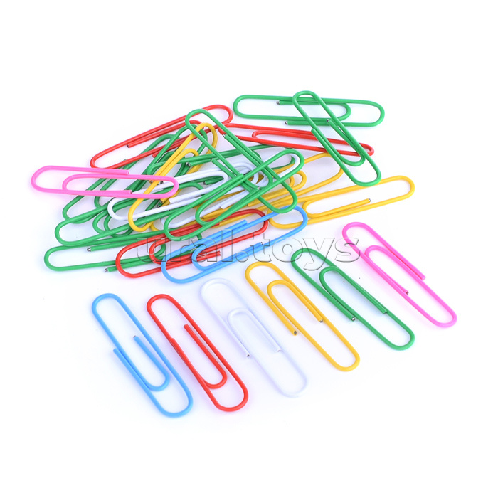 Скрепки металлические, овальные цветные 50 мм, 50 шт в картонной коробке Скрепки металлические, овальные цветные 50 мм, 50 шт в картонной коробке