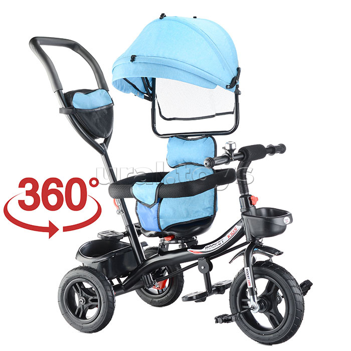 Велосипед 3-х колесный, резиновые покрышки, синий