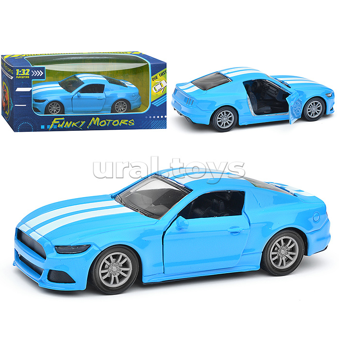 Голубая инерционная машинка Спорткар с дизайном die-cast,1:32, открывающиеся двери