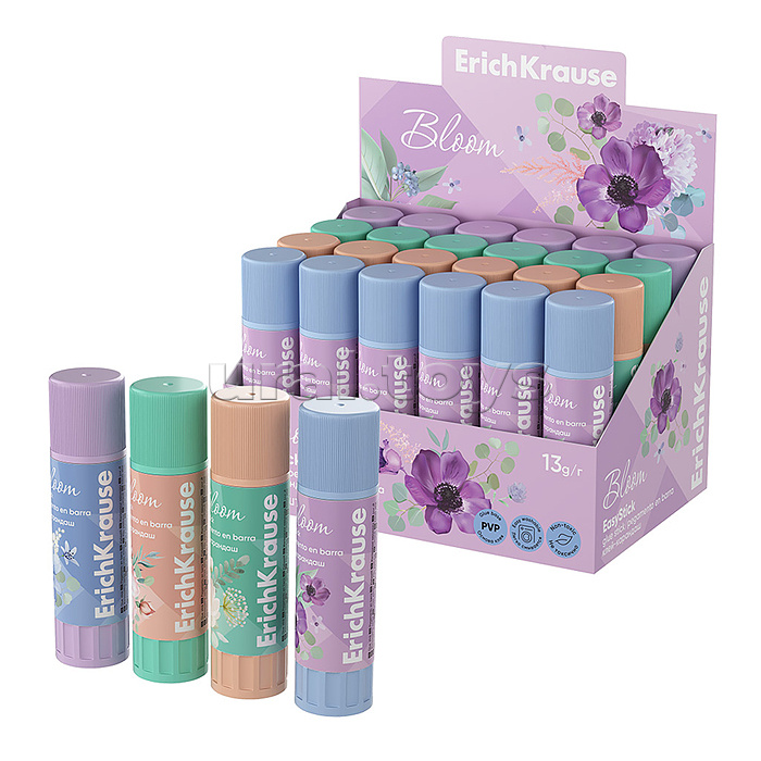 Клей-карандаш EasyStick Pastel Bloom, 13г, ассорти