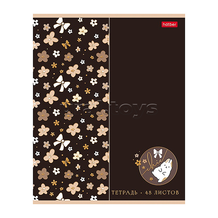 Тетрадь 48л. клетка "Модный шик" А5ф  60-65г/кв.м на скобе обл. мел.картон мат.ламин. 3D фольга