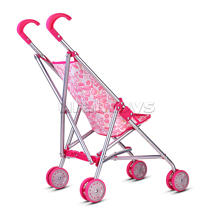 Коляская кукольная трость, металлическая, принт сладости
