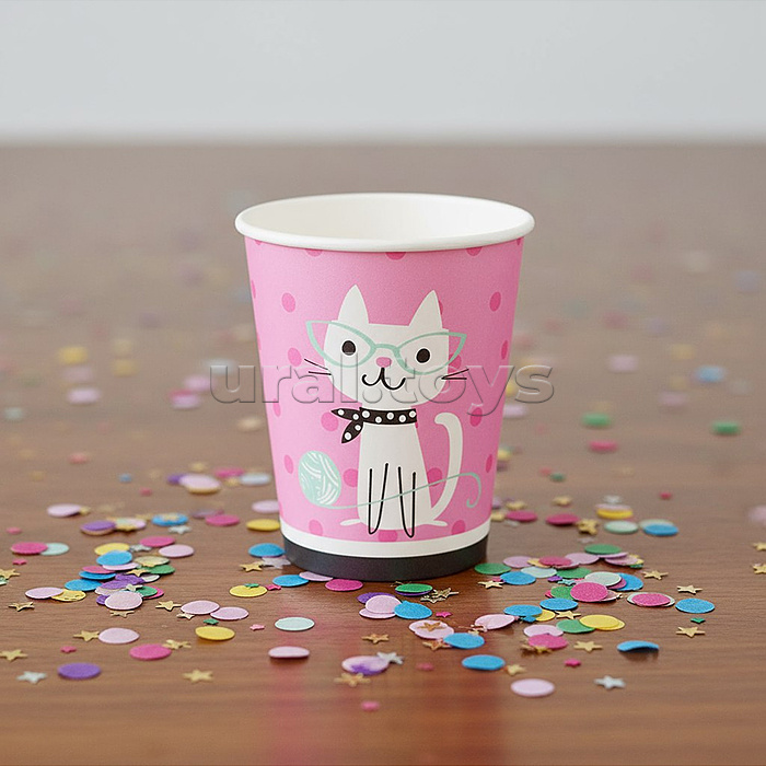 Набор посуды одноразовой "Гламурный кот" стаканы (10 шт)