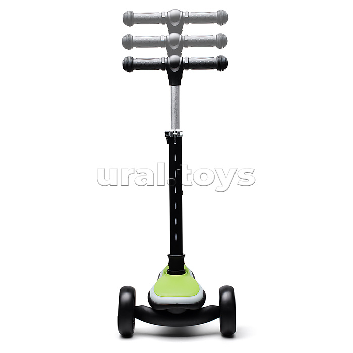 Самокат трёхколёсный ROCKET светящиеся колеса PU, дека, рулевая стойка, цвет черно-зеленый