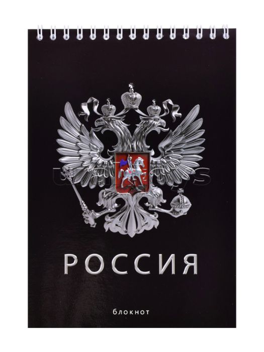 Блокнот А5 48л. клетка на гребне обл. лам. карт "Россия"