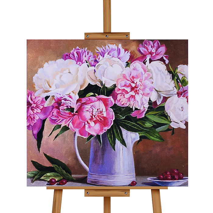 Мозаика алмазная "Распустившиеся пионы в вазе" 20*20 см.