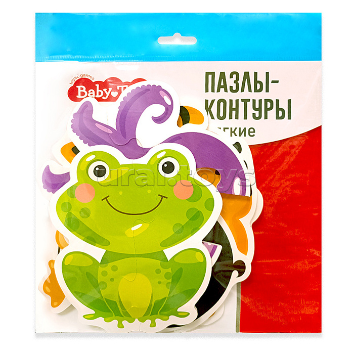 Пазлы-контуры мягкие "Зверята" 6 штук Baby Toys