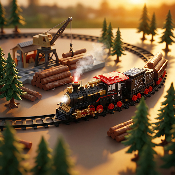 Железная дорога "Поезд и пути-2" (свет, распылитель) в коробке