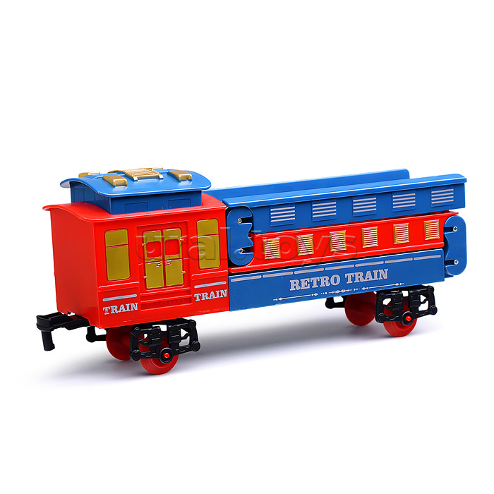 Железная дорога 2 в 1 "Ретро поезд" с подсветкой и эффектом дыма, в коробке