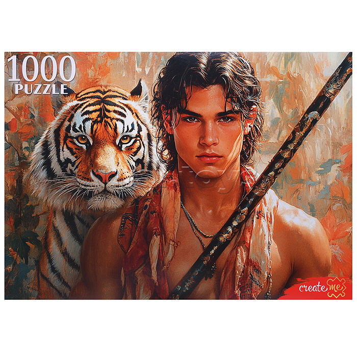 Пазлы 1000 "Юноша и тигр"