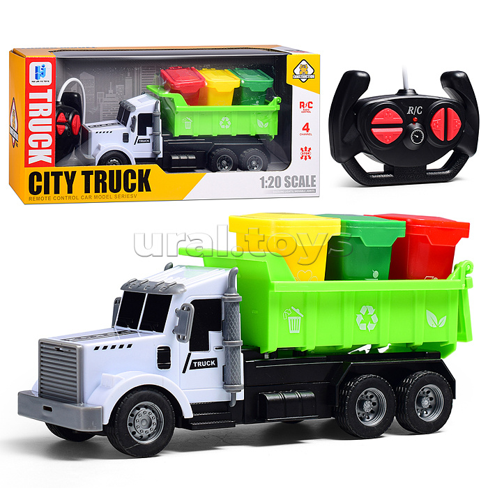 Машина "Мусоровоз" с контейнерами, р/у, 27 MHz, в коробке