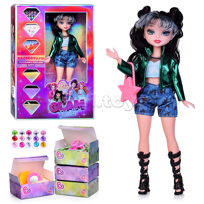 Модная кукла Glam Divas, Green Diva Хлоя с аксессуарами, 25 см