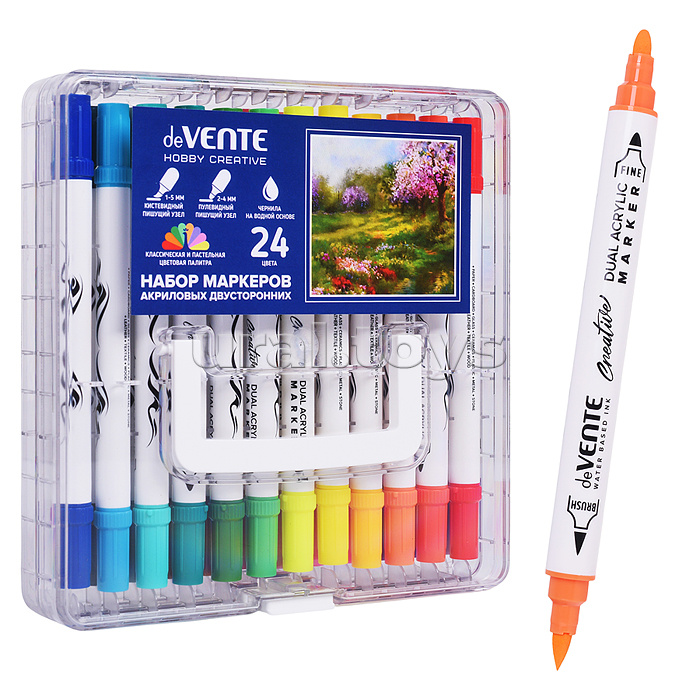 Набор маркеров акриловых "HOBBY CREATIVE. Classic&Pastel" 24 цвета, двусторонние