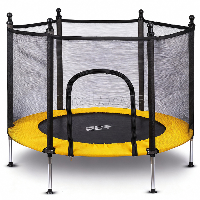 Батут ROCKET, d=140, внешняя сетка высотой 88 см., общая высота 122 см. черный с желтым