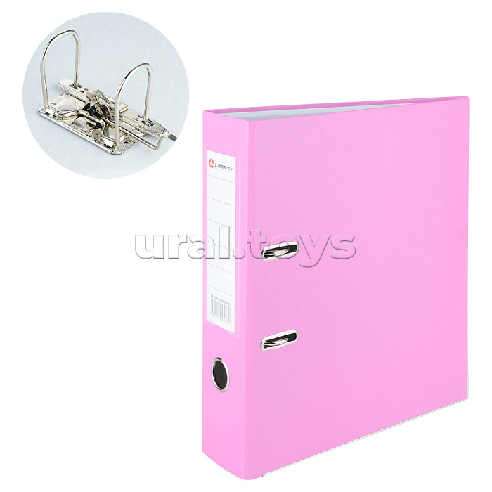 Регистратор PP 80 мм розовый, метал.окантовка/карман, собранный