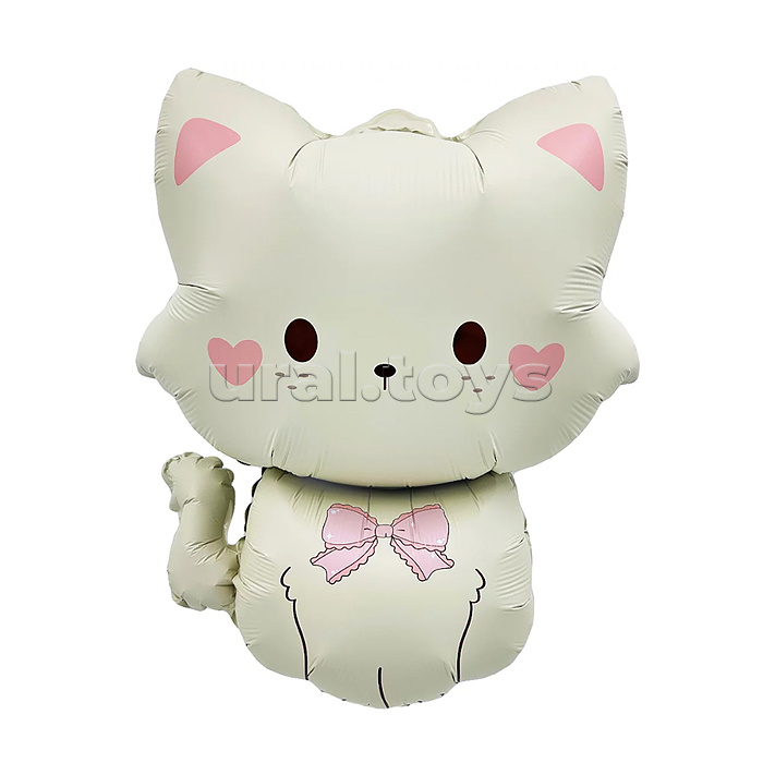 Шар (28''/71 см) Фигура, Кошечка с бантиком, 1 шт. в уп.