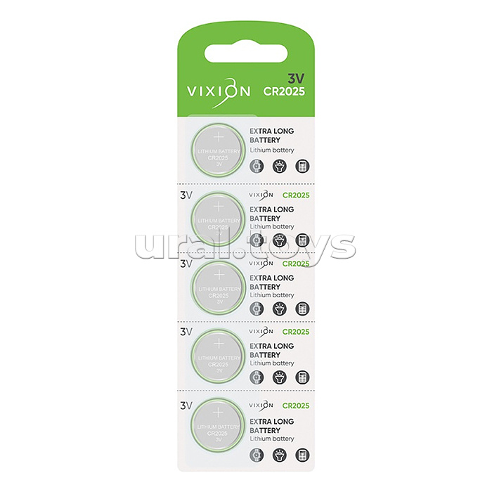 Батарейка литиевая дисковая Vixion CR2025 (блистер 5шт)