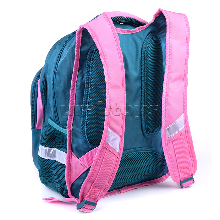 Рюкзак "Котик" 2 отд. молния,  для девочек, 20 л. бирюзовыйЮ, 42х31х16см.