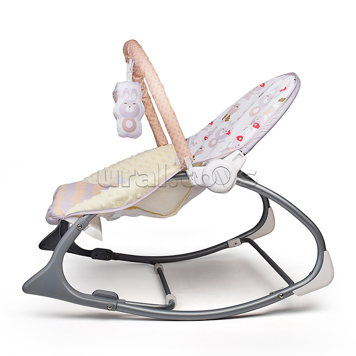 Шезлонг "Барашек розовый" качалка, вибрационный в каробке