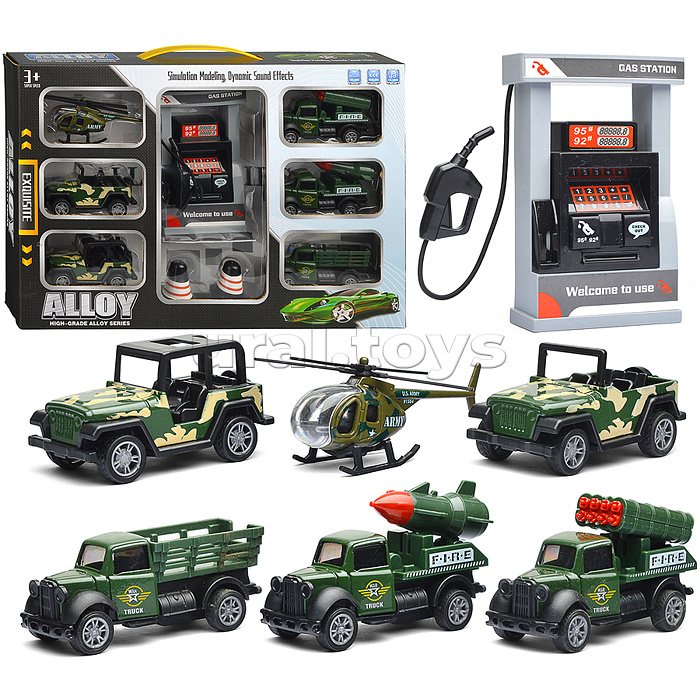 Набор машин "Военная техника" с заправочной станцией, в коробке