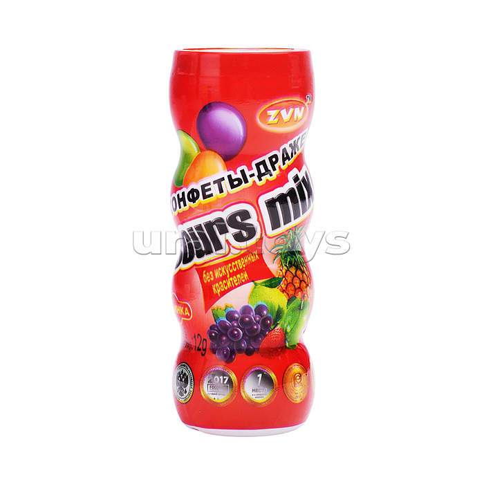 Конфеты-драже "Sours mix" со вкусом лимона, клубники и черники Zvn "Балабол" 12г*20 шт