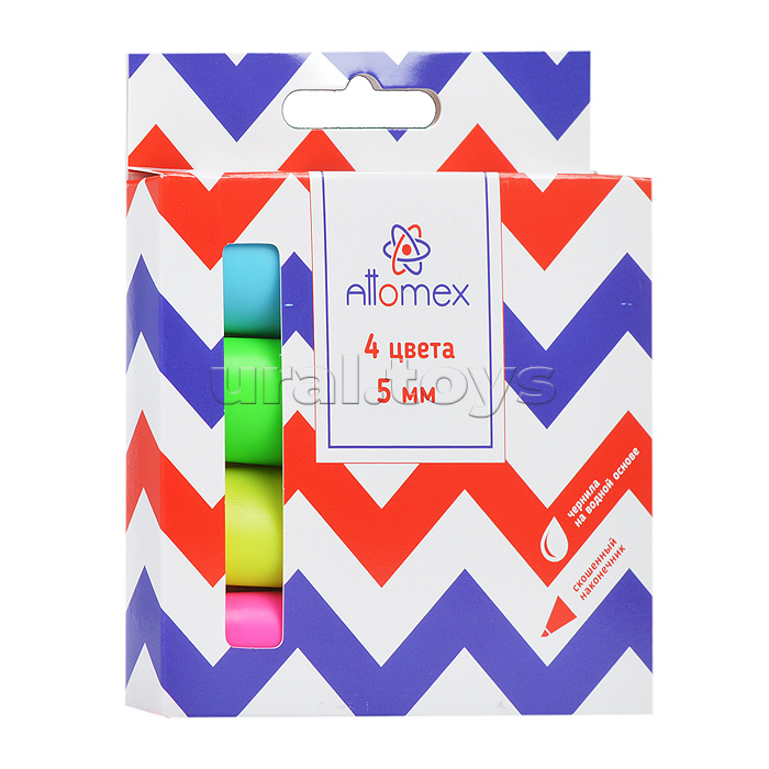 Набор маркеров-выделителей "Attomex" (04 цв - желт, зел, гол, роз) плоский корпус, скошенный наконечник, ширина линии 1-5 мм, в картонной коробке