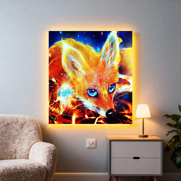 Мозаика алмазная "Лис" (с гирляндой) 20*20см.