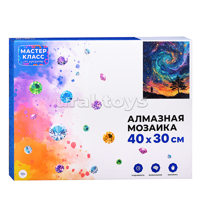 Мозаика алмазная "Цветной ураган" (светится в темноте) 40*30 см.