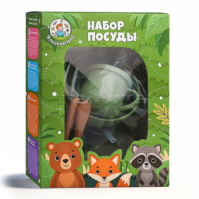 Набор посуды "Котёнок" зеленый