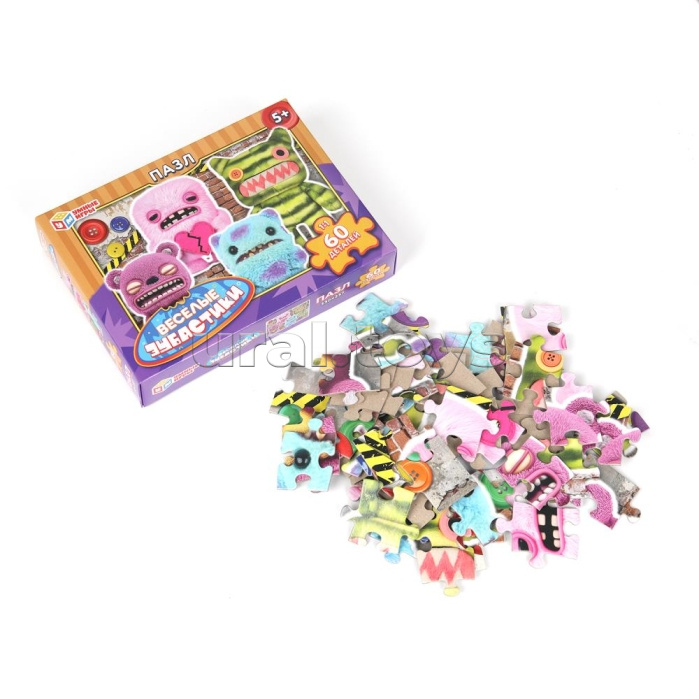 Пазлы 60 "Веселые зубастики" 190х141х35 мм Пазлы 60 "Веселые зубастики" 190х141х35 мм