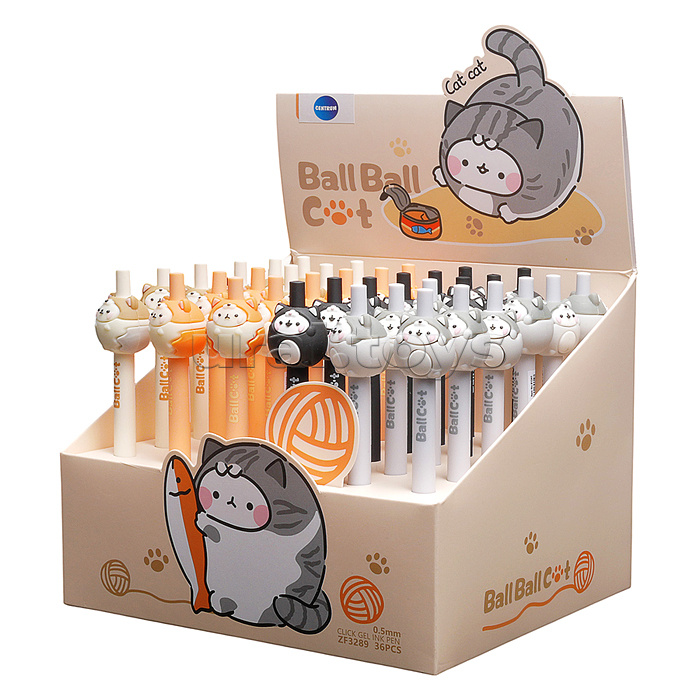 Ручка гелевая автоматическая "Коты" синяя, 0,5 мм, в дисплее