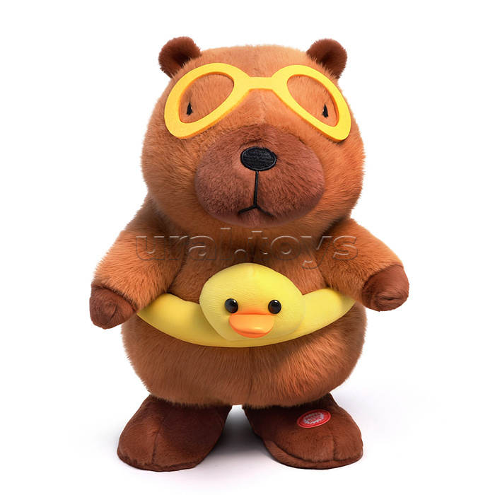 Мягкая игрушка "Капибара" интерактивная, в коробке