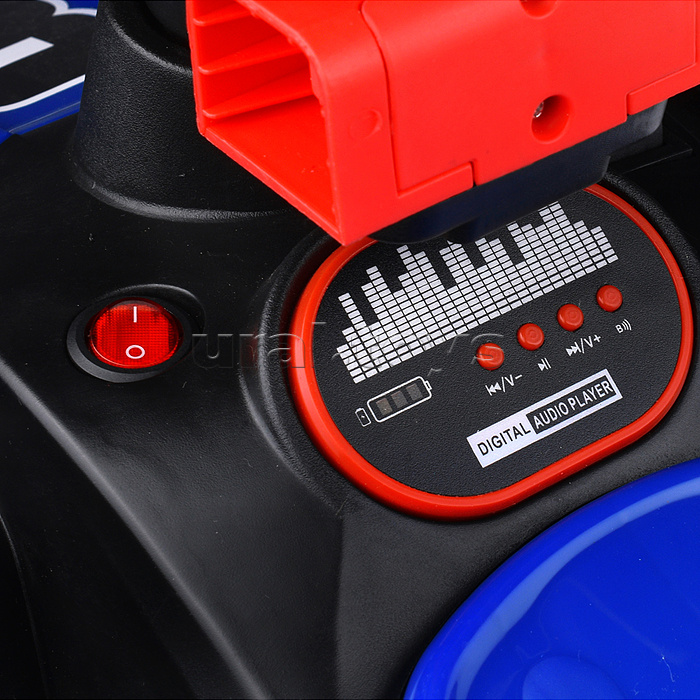 Квадроцикл "Муви" с родительской ручкой, на аккумуляторе 6,5V. синий