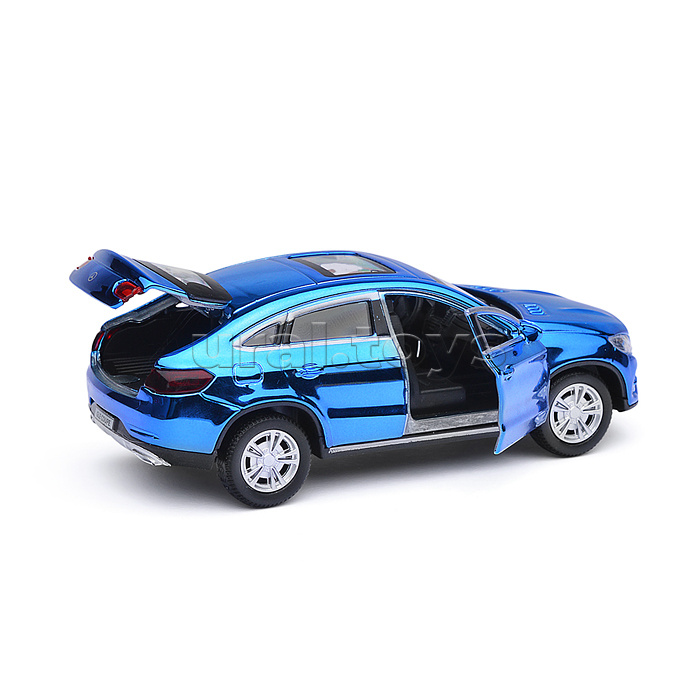 Машина металл Mercedes-Benz Gle Coupe 12 см, (откр. двери, синий хром) в коробке