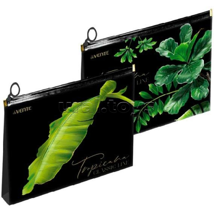 Папка на молнии с расширением "Tropicana" A5 (240x170x30 мм) 180 мкм, непрозрачная, с рисунком, тиснение фольгой, индивидуальная маркировка, 2 дизайна