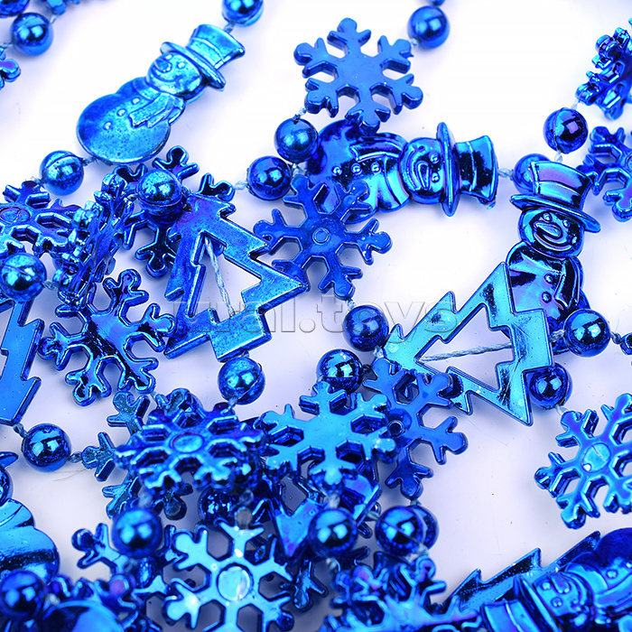 Новогоднее украшение "Бусы кристаллики" синие, 4,8м, в банке