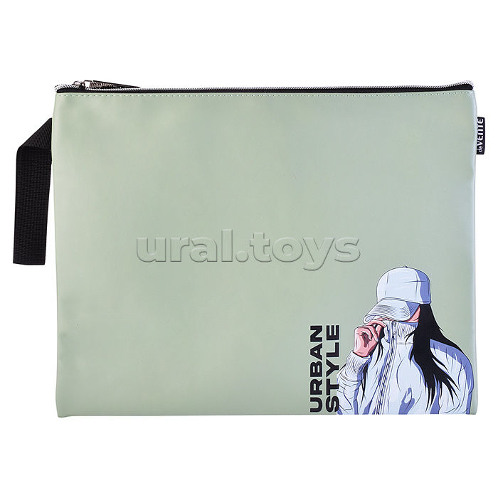 Папка для тетрадей "Urban Style" A4 (34x25x1см) на молнии сверху, матовая антивандальная искусственная кожа до -40C, аппликация из искусственной кожи, с подкладом Папка для тетрадей "Urban Style" A4 (34x25x1см) на молнии сверху, матовая антивандальная искусственная кожа до -40C, аппликация из искусственной кожи, с подкладом
