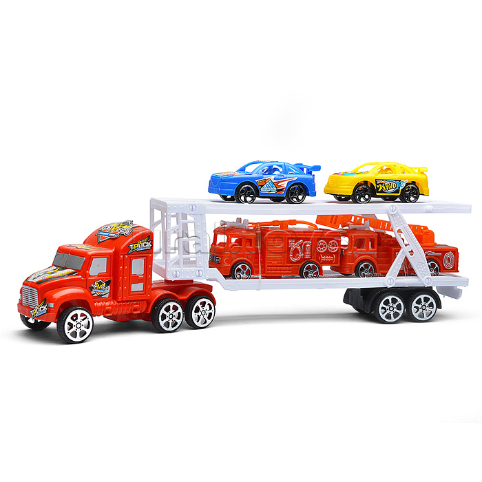 Автовоз "АвтоВояж" с пожарными и гоночными машинками, под колпаком